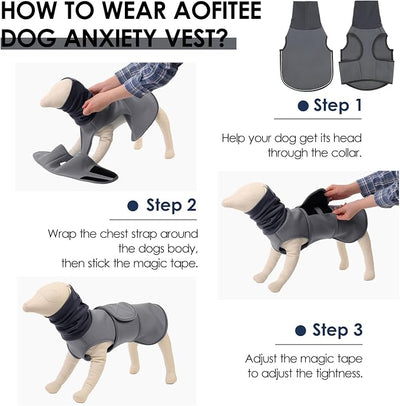 AOFITEE Dog Anxiety Vest, Dog Anxiety Calming Hoodie, Pet Thunder Jacket Calming Shirt for Fireworks, Thunder, Travel, Separation, Noise Block & Ear Protection Recovery