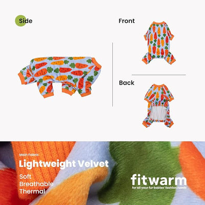 Fitwarm Carrot Dog Flecce Pajamas, Funny Easter Outfit for Small Dogs Boy Girl, Cute Pet Clothes, Blue, Orange, Red, Green, Medium