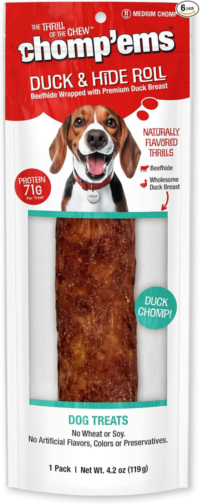 Chomp’ems Premium Beefhide Chew for Dogs, 1 Chew (Pack of 6)