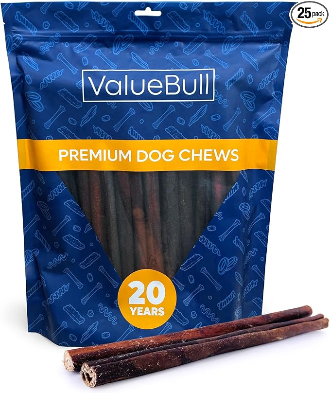 ValueBull Collagen Sticks for Dogs, 12 Inch Thick Chews, Natural Long-Lasting Dog Treats, 25 Count - Supports Joints, Skin & Coat with Chondroitin & Glucosamine