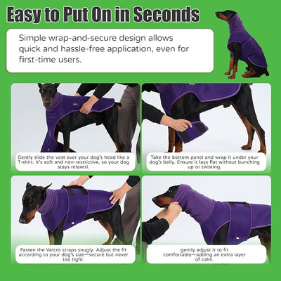 Dog Anxiety Vest with Hood, Soft Thunder Jacket for Fireworks, Vet Visits & Separation Anxiety – No Medication or Training