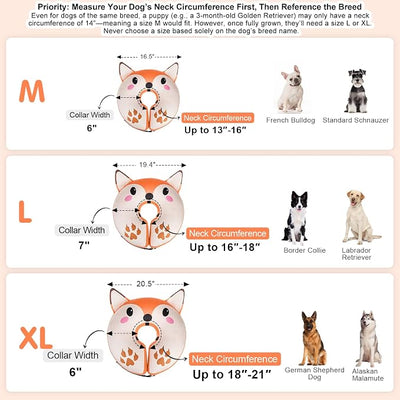 BEAUTYZOO Inflatable Dog Cone Collar Alternative After Surgery, Soft Donut Recovery E-Collar for Large & XL Dogs Girls Boys, Adjustable Pet Neck Cone to Stop Licking Wounds, L