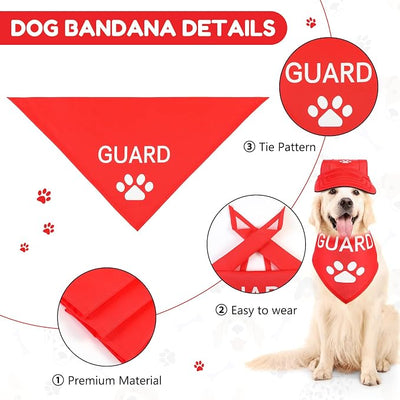 Geyoga Guard Pet Costume Set Dog Cosplay Clothes Outfit Accessories Include Baseball Hat and Dog Bandana for Pet Party Supplies(M)