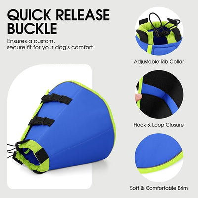 Dog Cone Collar, Adjustable Cone for Dogs to Stop Licking, Soft Dog Cone Alternative for Small Dogs, Pet Recovery Collar After Surgery with Quick Release Buckle, Blue S