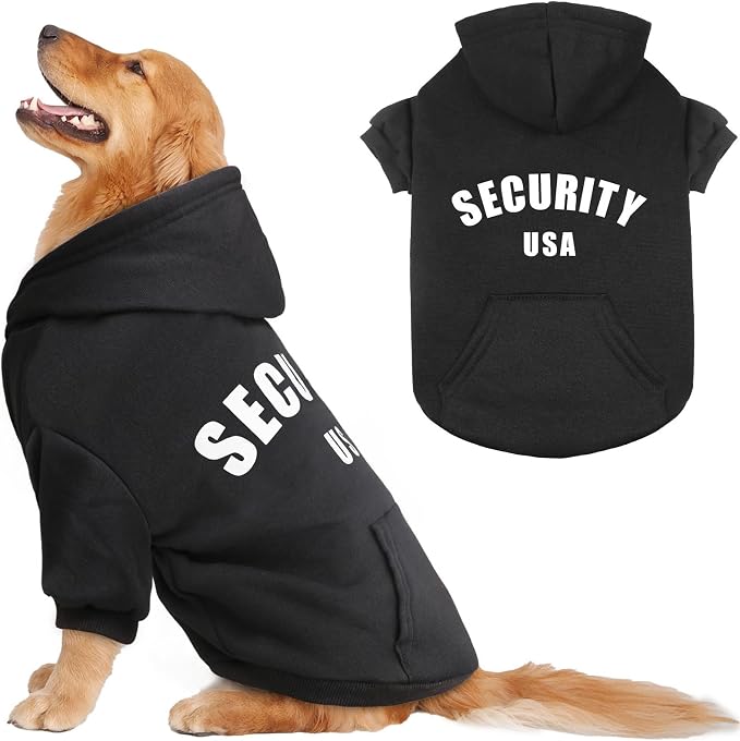 Dog Sweaters for Large Dogs Security Hoodie Warm Cozy Brushed Fleece Interior Clothes Sweatshirt with Pocket Dog Hoodie for Large Dogs(XL)