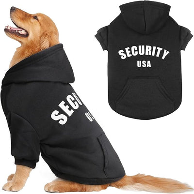 Dog Sweaters for Large Dogs Security Hoodie Warm Cozy Brushed Fleece Interior Clothes Sweatshirt with Pocket Dog Hoodie for Large Dogs(XL)