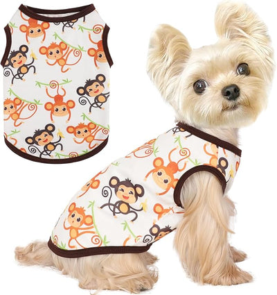 Dog Shirt Vest Dog Clothes for Small Dogs Boy Girl Stretchy Summer Puppy T-Shirts Soft Breathable Lightweight Puppy Sweatshirt Pet Cat Outfit (Monkey, Large)