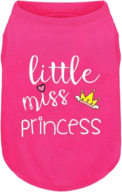 Pink Cotton Dog Shirt with 'Little Miss Princess' Print, Soft & Breathable Pet Apparel for Small to Large Dogs, All-Season Sleeveless Vest, Cute and Comfortable Dog Outfit.Pink Crown 4XL