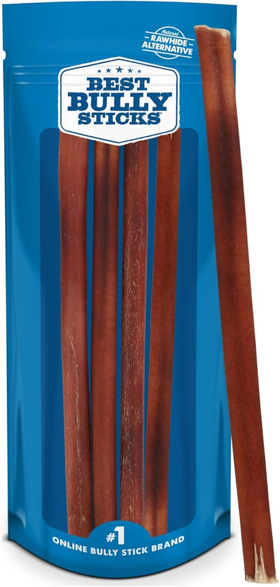 Best Bully Sticks 12 Inch Bully Sticks for Dogs - 8 oz (Pack of 1) - Natural Grass-Fed Dog Treats Large Breed, Grain and Rawhide-Free, Perfect for Medium or Large Canines
