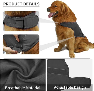 Comfort Dog Anxiety Relief Coat, Dog Anxiety Calming Vest Wrap for Thunderstorm,Travel,4th of July Fireworks,Vet Visits,Separation Anxiety Relief for Dogs (L,Grey)