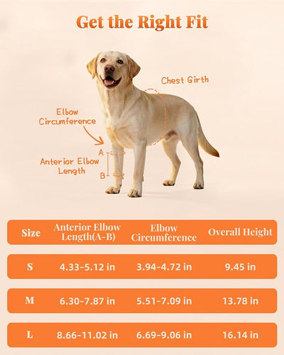 Petanims Dog Front Leg Brace - Knee/Carpal/Wrist Support for Dogs, Adjustable Dog Elbow Brace with Shoulder Support, Reflective Dog Elbow Protector for Pain Relief & Better Recovery, Large