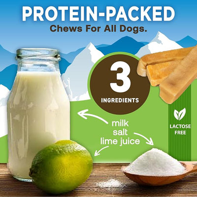EcoKind Yak Cheese Himalayan Dog Chews, Yak Chews for Large Dogs, Long Lasting Bone for Aggressive Chewers, Only 3 Ingredients, Natural High Protein Dog Treats, No Additives, Large - 12+ Chews (3 lbs)