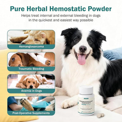 Quick Stop Bleeding for Dogs, Natural Yunnan for Dogs Tablets for Hemangiosarcoma, Hemoabdomen, Pericardial Effusion, Cancer Bleeding, Severe Bruising, Ulcer-Related Bleeding, Bloody Stools