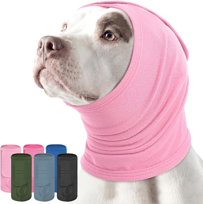 KOESON Ear Wrap for Dogs with Adjustable Hook & Loop, Soft No Shake Dog Ear Wraps Hematoma, Breathable Meidum Dog Ear Cover for Noise Protecion, Pet Calming Hoodie for Thunder, Firework, Separation