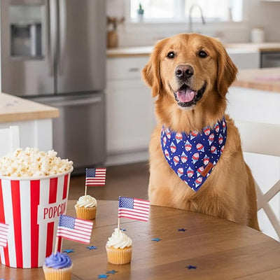 PTDECOR American Flag Dog Bandana Ice Cream Flag Patterns, 4th of July Pet Scarf, Reversible Triangle Patriotic Bandanas for Large X-Large Dogs Pets (X-Large)
