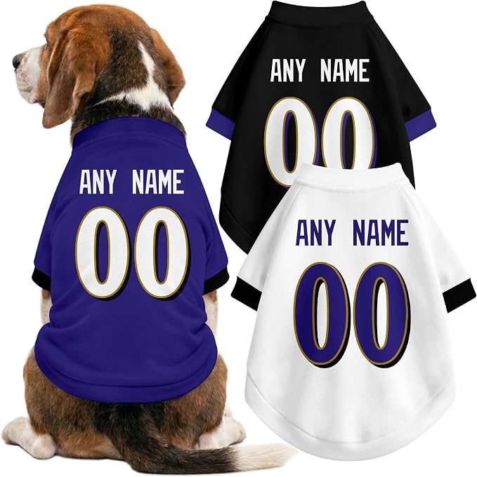 Baltimore Dog Clothes Jersey Style Personalized Pet T Shirt with Custom Name Number for Small Medium Large Dogs