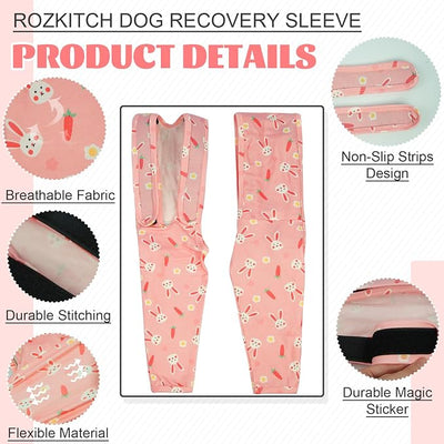 ROZKITCH Sleeve for Dogs Legs to Prevent Licking for Front Right Left Leg, Pet Wound Elbow Protector, Dog Recovery Suit Cone Collar Alternative for Sprain ACL CCL Arthritis Joint Care Rabbit 3XL