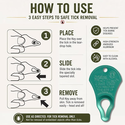The Original Tick Key - Tick Detaching Device - Portable, Safe and Highly Effective Tick Detaching Tool (Sea Foam)