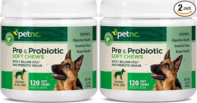 PetNC Natural Care Liver Flavor,Cheese Pre & Probiotic Soft Chews for Dog 120 ct (Packaging May Vary),(Pack of 2)