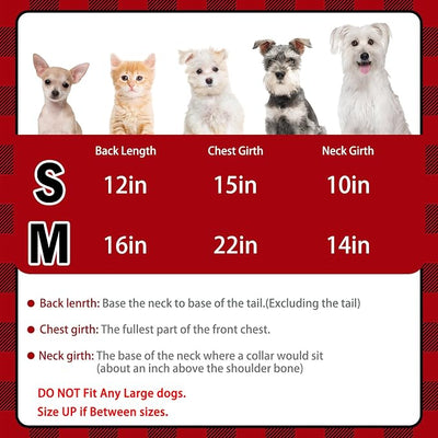 PUPTECK Plaid Dog Shirt, Cute Puppy Cat Polo T-Shirt, Soft Pet Clothes Boy for Small Medium Dogs, Square Red, S