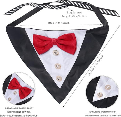 Yewong 2-Piece Pet Formal Accessories Set - Top Hat with Tuxedo Bandana Collar for Dog & Cat (Set-D)