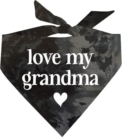 Love My Grandma Mother's Day, Valentine's Day Dog Bandana (Black Scrunch, OS 399)