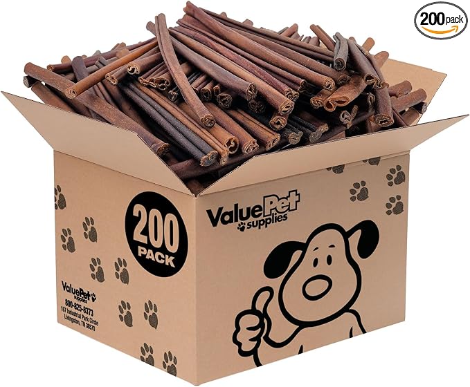 ValueBull Collagen Sticks for Dogs, 12 Inch Medium Chews, Natural Long-Lasting Dog Treats, 200 Count Wholesale Pack - Supports Joints, Skin & Coat with Chondroitin & Glucosamine