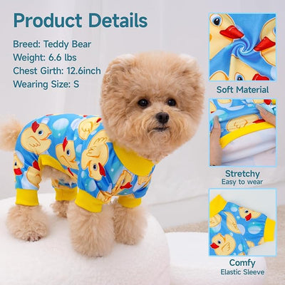 XPUDAC 4 Pack Dog Pajamas for Small Dogs Pjs Clothes Puppy Onesies Outfits for Doggie Duck Shirts Sleeper for Pet Cats Jammies-XL