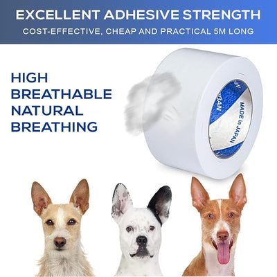 Ear Tape for Dogs 2 Pack with Dog Ear Cleaner Cotton Swabs, Self Adhesive Cotton Tape for Dog Ear Protection and Support, Ear Care Set for Dogs (Tape Width_1 inch(25mm))