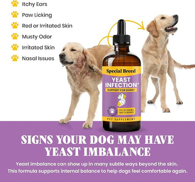 Natural Yeast Infection Relief for Dogs – Itchy Skin & Ear Treatment, Supports Allergy & Immune Health, Reduces Itching, Irritation & Inflammation, Liquid Drops, 2oz
