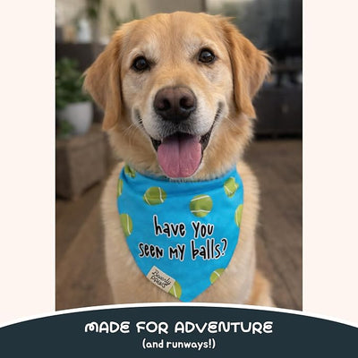 Funny Snap-On Dog Bandana for Small Medium Large Pets, Dogs Cats Adjustable Handkerchief Scarf for Girl & Boy, Cute Puppy Apparel & Accessories (Have You Seen My Balls, Small)