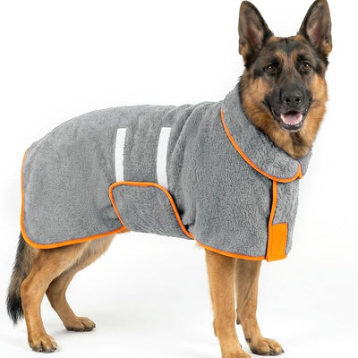 Bienbee Dog Bathrobe, Quick Drying Super Absorbent Pet Robes for Small Medium Large Dogs, Drying Coat for After Bath & Swim, Warm & Cozy Dogs Towels, Dog Puppy Bath Supplies, Gray XXL