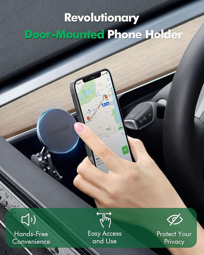 for Tesla Phone Mount,for Mag-Safe Door-Install Phone Holder, Compatible with Model Y (2026-2019) & Model 3 (2023-2017), Magnetic Car Phone Mount for iPhone 17/16/15/14/13/12, Tesla Accessories