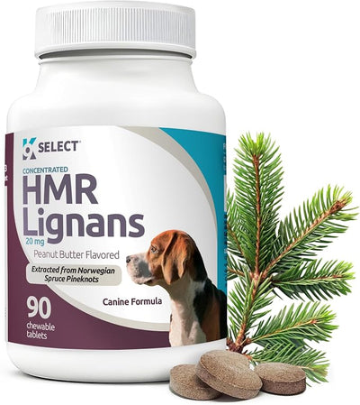 K9 Select Wellness Bundle for Dogs: Peanut Butter Flavored HMR Lignans (20mg, 90 Tablets) & Beef Flavored Melatonin (6mg, 90 Chewable Tablets) - Holistic Health Assistance - Small to Large Breeds