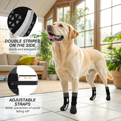 SCENEREAL Anti Slip Dog Socks to Prevent Licking Paws, Dog Shoes for Hot/Cold Pavement, Paw Protector Traction Control on Hardwood Floor, Dog Shoes Booties for Puppy Small Medium Large Senior Dogs