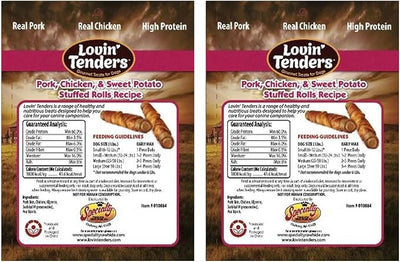 Lovin Tenders Pork Chicken & Sweet Potato Stuffed Rolls Dog Treats (2 Pack - 7 oz per Pack)