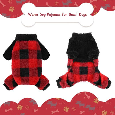 Sebaoyu Turtleneck Dog Pajamas for Small Dogs, Fleece Dog Sweater, Winter Cute Tiny Clothes Outfit Puppy Clothes Pet Jumpsuits Chihuahua Yorkie Cat Clothing,Red,Medium