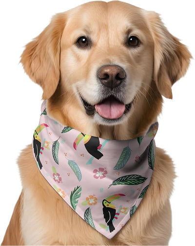 W Brings Bandana for Dogs | This Stunning Gorgeous Design Dog Bandana Scarf is Perfect Styling Accessory for Dogs Large, Medium & Small. One Size Fits All. (Medium - Large, Pink Toucan)