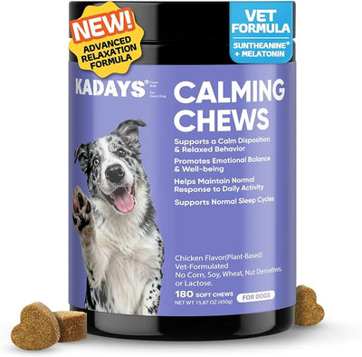 Calming Chews for Dogs -Dog Calming Chews -Anxiety and Stress Relief Treats Melatonin Sleep Aid Bites for Small/Medium/Large Dogs Calm Supplement -Separation, Fireworks, Thunder, Barking-Chicken 180ct