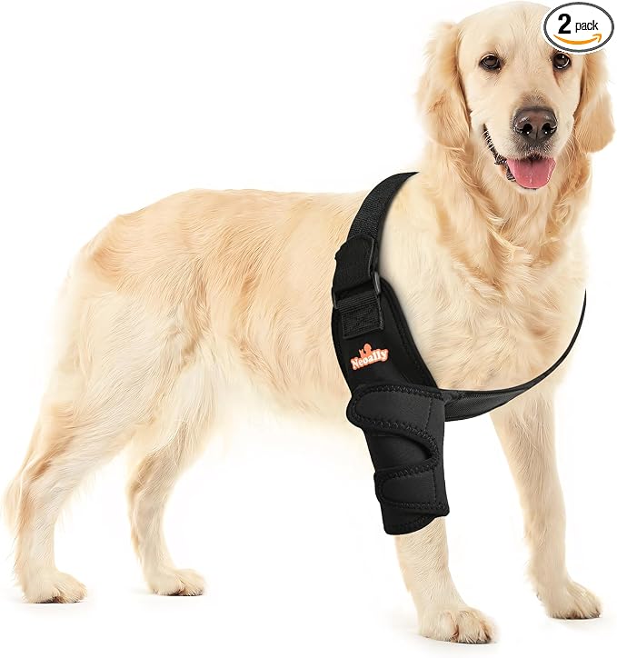 NeoAlly Breathable Dog Elbow Brace Protector Pads for Canine Elbow and Shoulder Support Elbow Hygroma, Dysplasia, Osteoarthritis, Elbow Calluses, Pressure Sores and Shoulder Dislocation (Right Small)