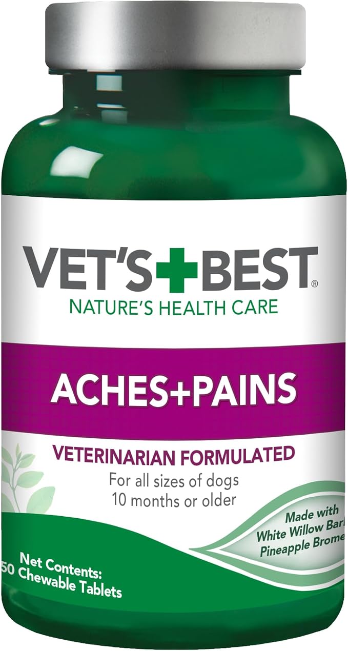 Vet’s Best Hip & Joint Supplement for Dogs, Glucosamine, MSM & Bromelain Joint Support for Mobility & Comfort, Dog Arthritis & Inflammation Support Chewable Tablets, Vet Formulated, 50 Count