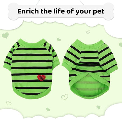 Dog Shirts for Extra-Small Dogs, Striped T-Shirts Dog Vest Pet Apparel Tee Shirts Spring Summer Suitable for Small and Medium Large Pets French Bulldog Bichon, Green XS