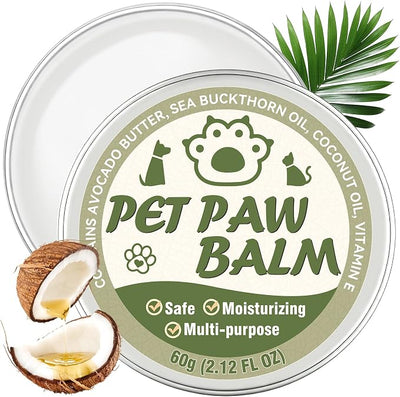 Dog Paw Balm, Paw Moisturizer for Dogs, Contains Coconut Oil, Nourishing and Moisturizing, Suitable for Dry, Cracked Paws and Noses, 60g