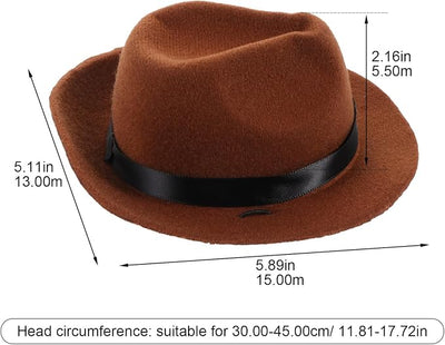 Generic Decorative Dog Fedora Hat Wear-Resistant Brown Mini Pet Accessory Suitable for Puppies and Small Dogs