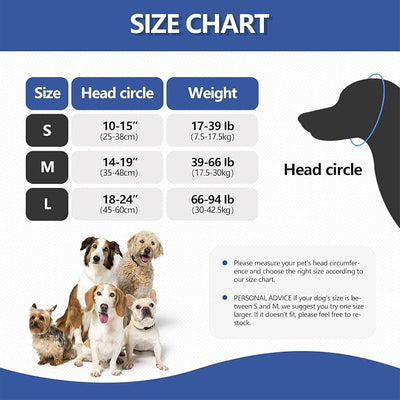 JOHNBOLIN Dog Ear Muffs - No Shake Ear Wrap & Quiet Calming Hoodie, Adjustable Head Snood Cover for Dogs, Noise & Anxiety Relief, Hematoma Protection for Grooming, Bath, Drying, Fireworks (Blue, L)