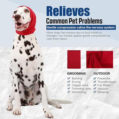 Dog Calming Hoodie Quiet Head Cover Sleeves Anxiety Relief/Noise Protection - Grooming - Thunder - Fireworks