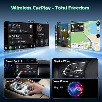 LAMTTO 3-in-1 Wireless Carplay Android Auto Adapter Built-in Net-Flix YouTube Tiktok Apps Magic Box Video Player with 5.8GHz WiFi USB Drive Convert Wired to Wireless for OEM CarPlay Cars (2016-2024)