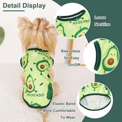 Dog Shirt Vest Dog Clothes for Small Dogs Boy Girl Stretchy Summer Puppy T-Shirts Soft Breathable Lightweight Puppy Sweatshirt Pet Cat Outfit (Avocado, Large)