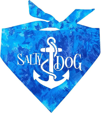Salty Dog Dog Bandana 100% Cotton Tie Dye Triangle Summer Vacation Beach Pool | One Size Royal Scrunch (100)