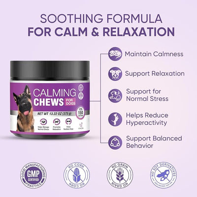 Calming Chews for Dogs 300pc Dog Calming Treat and Bites with Melatonin - Anxiety and Stress Relief Treats for Dogs Puppy Sleep Aid Calm Dog with Noise,Thunder, Barking, Separation,Chewing